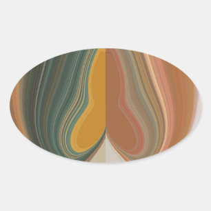 Retro Abstracte kunstdruk Ovale Sticker