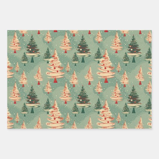 Retro Abstracte nostalgische winterkerst Inpakpapier Vel (Voorkant)
