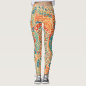Retro Abstracte oceaangolven in warm en koel Leggings (Voorkant)