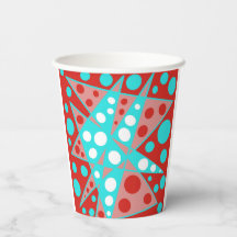 Retro abstracte ontwerpen in rood, wit & turquoise