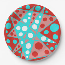 Retro abstracte ontwerpen in rood, wit & turquoise