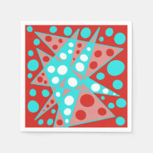 Retro abstracte ontwerpen in rood, wit & turquoise