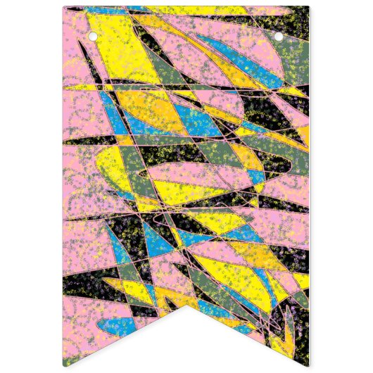 Retro abstracte partijbanner met roze en groene vlaggetjes (Eerste vlag)