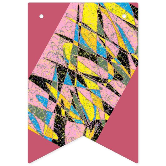 Retro abstracte partijbanner met roze en groene vlaggetjes (Derde vlag)