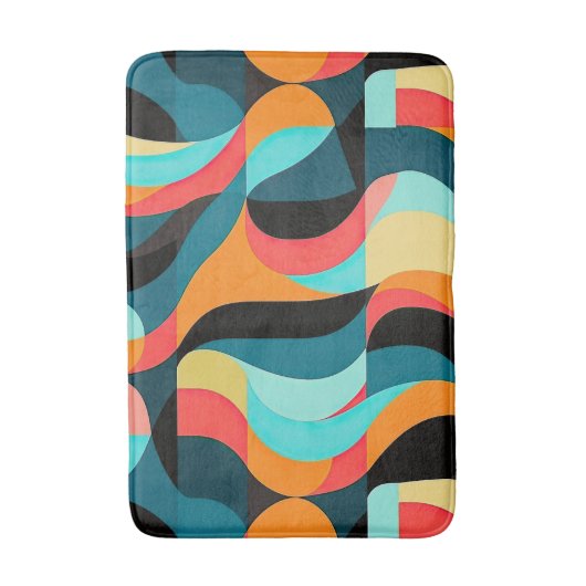 RETRO Abstracte Patroon Kleurrijke Mid Century Mod Badmat (Voorkant Verticaal)