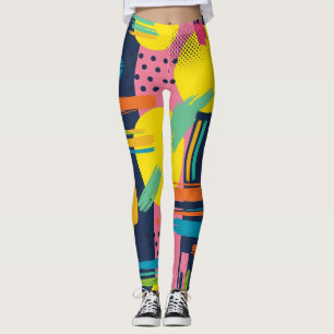 Retro Abstracte Penseelstreek (11) Leggings