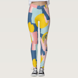 Retro Abstracte Penseelstreek (6) Leggings