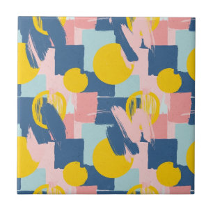 Retro Abstracte Penseelstreek (6) Tegeltje