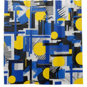 Retro Abstracte Penseelstreek (7) Douchegordijn