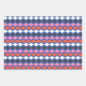 Retro Abstracte strepen in helder blauw en roze Inpakpapier Vel (Voorkant 2)