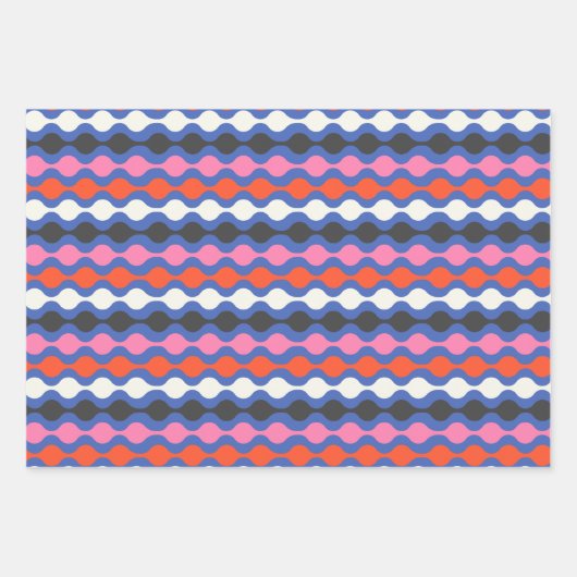 Retro Abstracte strepen in helder blauw en roze Inpakpapier Vel (Voorkant)