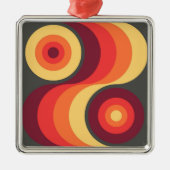 Retro Abstracte Wavy Rainbow Squares Abstracte Art Metalen Ornament (Voorkant)