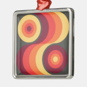 Retro Abstracte Wavy Rainbow Squares Abstracte Art Metalen Ornament (Links)