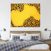 Retro Abstracte wegwerphuid (geel, zwart) Canvas Afdruk (Insitu (Slaapkamer))