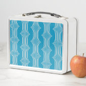 Retro Abstracte witte lijnen op blauw patroon (In situ)