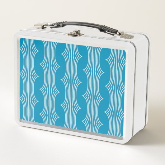 Retro Abstracte witte lijnen op blauw patroon (Voorkant)