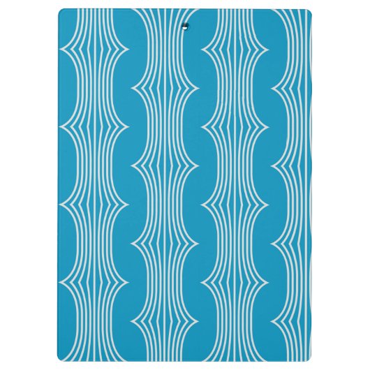 Retro Abstracte witte lijnen op blauw patroon Klembord (Achterkant)