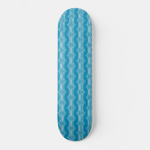 Retro Abstracte witte lijnen op blauw patroon Skateboard