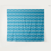 Retro Abstracte witte lijnen op blauw patroon Wandkleed (Voorkant (horizontaal))