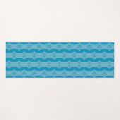 Retro Abstracte witte lijnen op blauw patroon Yogamat (Voorkant (horizontaal))