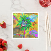 Retro abstracte zonnebloem schilderij groen goud servetten (Insitu)