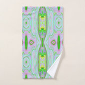 Rétro Abstrait rose, Lime vert et Motif Aqua (Serviette à main)
