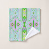 Rétro Abstrait rose, Lime vert et Motif Aqua (Gant de toilette)
