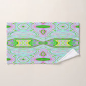 Rétro Abstrait rose, Lime vert et Motif Aqua (Serviette à main)