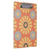Retro Abstrat Blue en Oranje Daisies Pattern Klembord (Rechts)