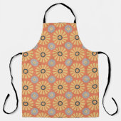 Retro Abstrat Blue en Oranje Daisies Pattern Schort (Voorkant)