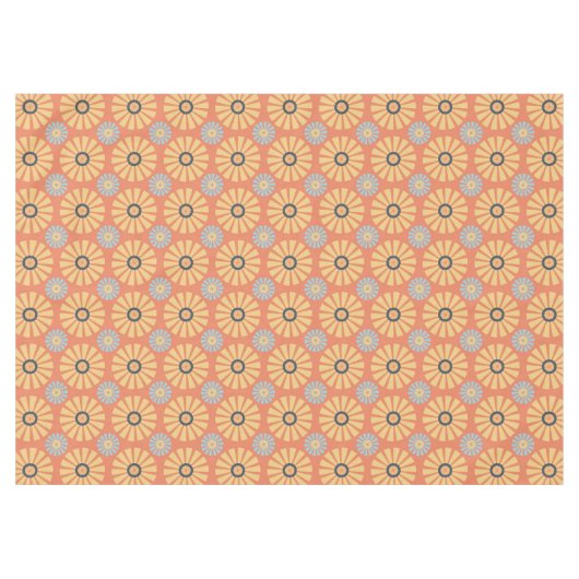 Retro Abstrat Blue en Oranje Daisies Pattern Tafelkleed (Voorkant (Horizontaal))