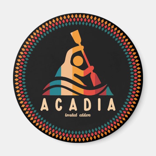 Retro Acadia Kayaking Magneet (Voorkant)