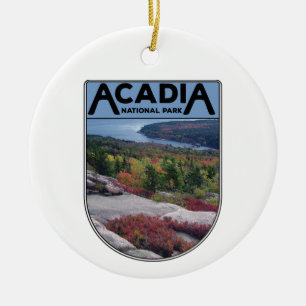 Retro Acadia National Park Maine Island Keramisch Ornament