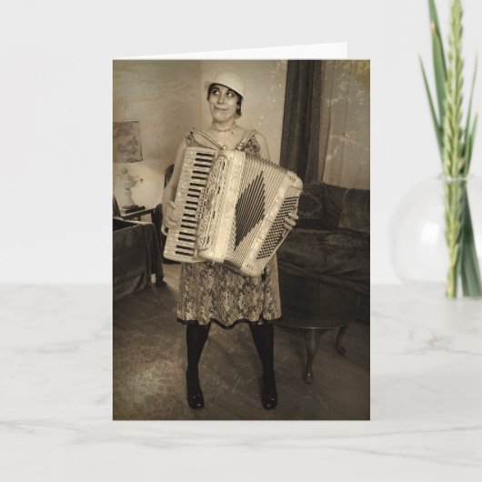 Retro Accordion Girl Kaart (Voorkant)
