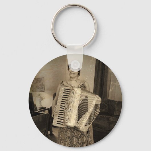 Retro Accordion Girl Sleutelhanger (Voorkant)