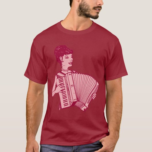 Retro Accordion Lady T-shirt (Voorkant)