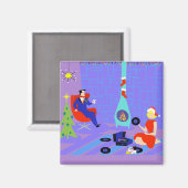 Retro Accueil pour les fêtes Magnet de Noël (Recto/Verso)
