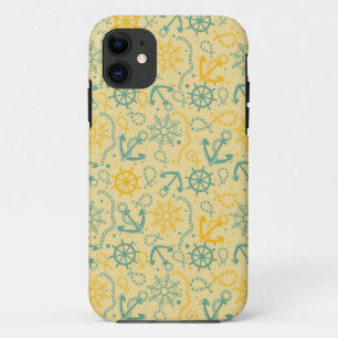 Retro achtergrond met anker, touwen iPhone 11 hoesje
