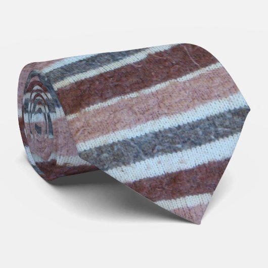 retro-achtige bruine en beige gebreide strepen stropdas (Opgerold)