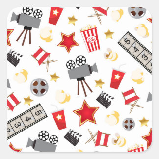 Retro acteren Films Theater/Theater Vierkante Sticker