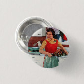 Retro ad - 1950 huisvrouw ronde button 3,2 cm (Voorkant /achterkant)