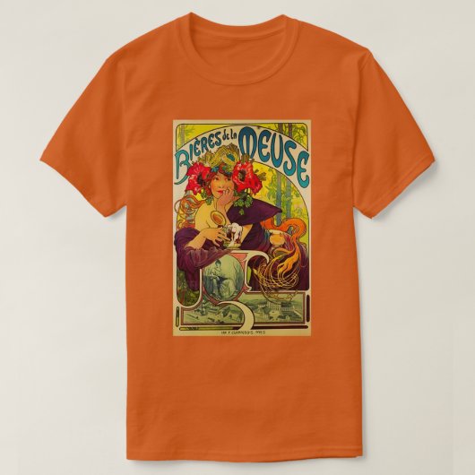 retro ad Bieres de la Meuse Alphonse Mucha T-shirt (Design voorkant)