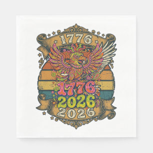 Retro Adelaar 1776 2026 T-shirt Ballon Patriottisc Servet