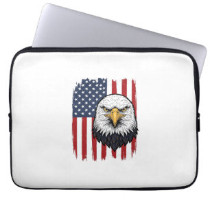 Retro Adelaar Amerikaanse Vlag Patriottisch Shirt Laptop Sleeve