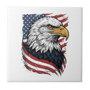 Retro Adelaar Amerikaanse Vlag Patriottisch Shirt  Tegeltje