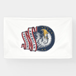 Retro Adelaar Patriottisch Lint Vector T-shirt Ont Spandoek