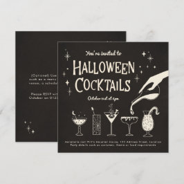 Retro Adult Halloween Drinken en Cocktails nodigen Kaart