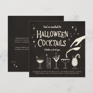 Retro Adult Halloween Drinken en Cocktails nodigen Kaart