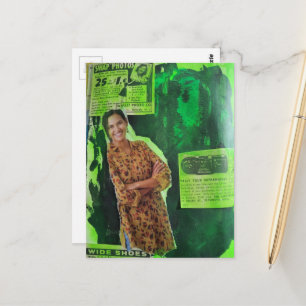 Retro advertenties Een gelukkige dame Groen Mixed Briefkaart