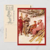 Retro  adverteren, Ski poster, skiers Briefkaart (Voorkant / Achterkant)